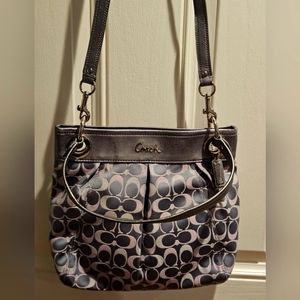 Coach cloth and leather bag with crossbody strap